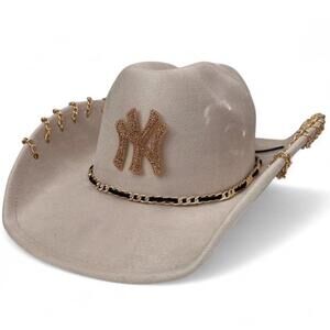 New York Yankees NY gold rhinestone cowboy hat